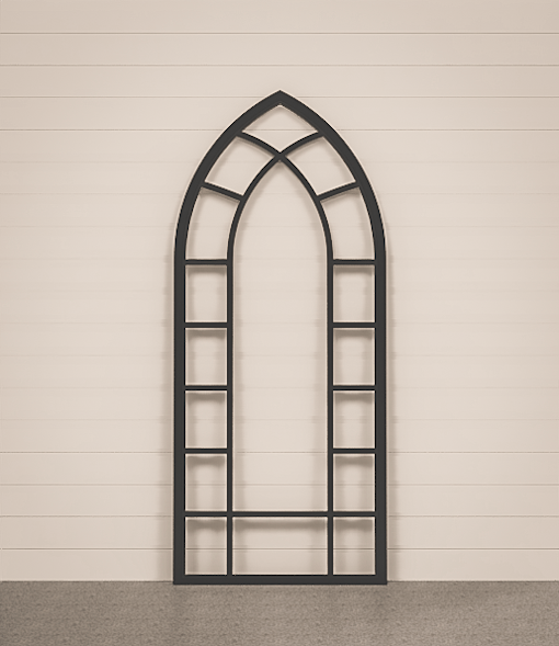 white arched window frame